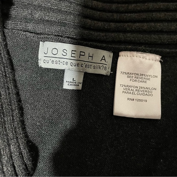 Joseph A Sweater. Cardigan, Cape- Dark Gray - Size Large- Ruffles-Arm Holes - Picture 8 of 8